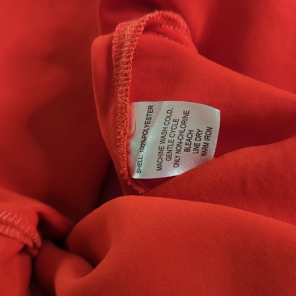 Christian Lacroix Square Neck Keyhole Satin Midi Dress Side Ties Orange Red XS - Picture 12 of 13